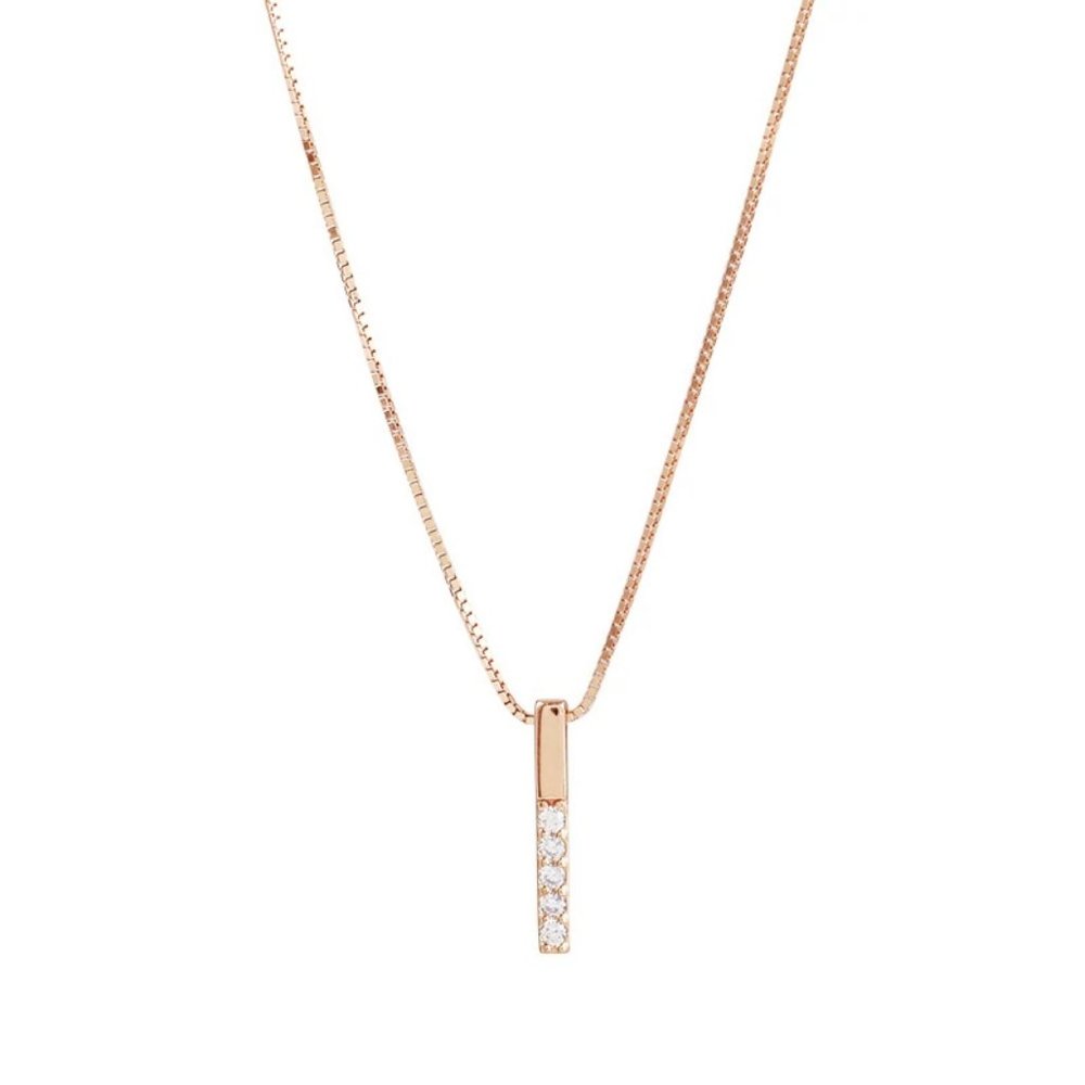Gold Diamond Strip 925 Sterling Silver Necklace - Picture 14 of 14